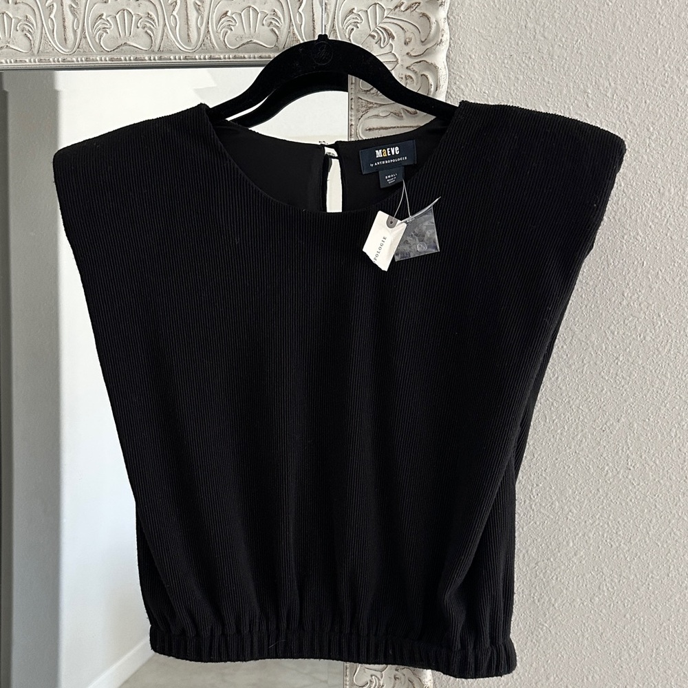 Anthropologie Maeve Black Ribbed Top